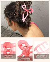 Yanibest Elegant Bow Hair Claw Clips Stylish Large Hair Clips for Thin andThick Hair | Holiday Gift for Teen Girls | Chic Hair Styling Accessories for Women (Beige/Pink)