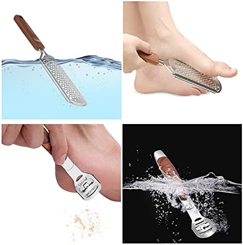 Colossal Foot Rasp & Wood Handle Callus Shaver (10 Replacement & 1 Foot File Heads), Pedicure Foot File Kit, Heel Scraper for Feet, Foot File Callus Remover