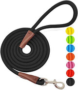 MayPaw 4/6 /8/10 FT Dog Leash, Classic Solid Colors, Strong Nylon Rope Dog Leash Reinforced with Leather Tailor Connection Heavy Duty Silver Clasp