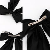Hair Bow Clip, 2 Pcs Silky Satin Hair Bows for Women Hair Ribbons Oversized Long Tail Black Hair Bow and Red Hair Bow Hair Barrettes, Metal Clips Bowknot Hair Accessories, Christmas Gifts