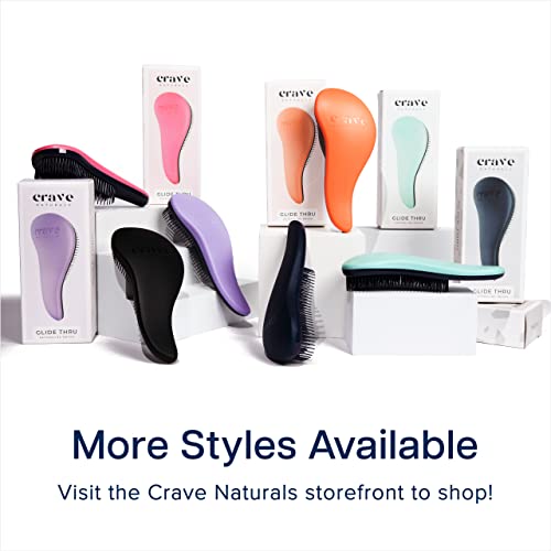 Crave Naturals Glide Thru Detangling Brush, Detangler Brush for Curly, Straight, Wet and Dry Hair for Adults and Kids, Hair Brush and Comb, Hair Accessories for Women, Black