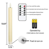 GenSwin Flameless Flickering Taper Candles with 2 Remote Controls and Timer, Real Wax 3D Wick Light Window Candles Battery Operated Pack of 8, Christmas Home Wedding Decor(Ivory, 0.78 X 9.64 Inch)