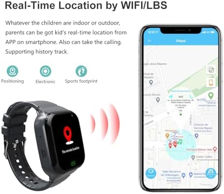 4G Kids Smart Watch - Boys Girls GPS Tracker Kids Smartwatches Phone Watch Video Call SOS Alarm Voice Chat and Touch Screen Game Real Time Tracking Smartwatch for Age 3-12 (Black)