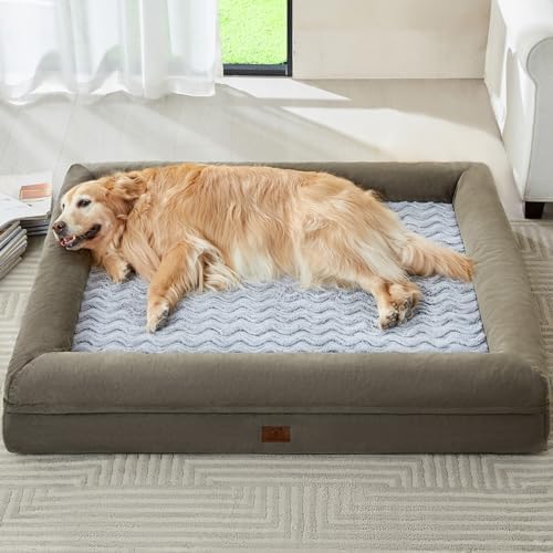 WNPETHOME Washable Dog Beds Large Sized Dog, XXXL Dog Couch, Orthopedic Dog Sofa Bed with Removable & Waterproof Cover, Extra Large Dog Bed with Bolster Sides for Sleeping, Giant Dog Couch with Sides