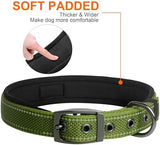 Fida Heavy Duty Dog Collar, Ultra Comfortable Soft Neoprene Padded, Adjustable Reflective Nylon Pet Collar with Durable Metal Belt Buckle for Small Breeds (S, Green)