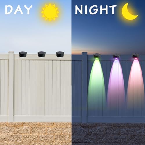 K.E.J. Solar Pool Side Lights Color Changing Solar Deck Lights Outdoor LED Step Light Waterproof Pool Accessories Decor for Stairs Fence Yard Driveway Pathway Yard Backyard Garden (8Pcs)
