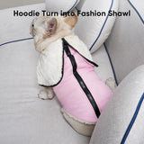 Fleece Lining Dog Hoodie with Harness Built in,Extra Warm Medium Dog Jacket in Winter Doggie Coats with Hooded,Light Pink L