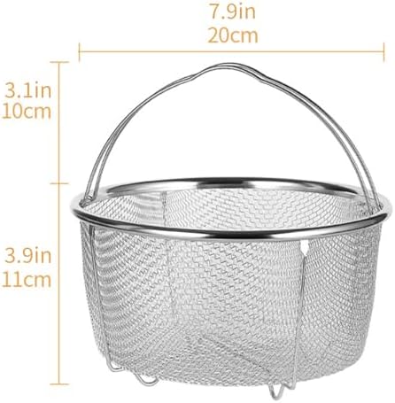 Mesh Steaming Basket, Steamer Basket for Instant Pot Accessories Stainless Steel with Comfortable Folding Handles Heat Resistant Steaming Basket for Cooking Kitchen 11cm*3.9in (20CM/7.9in)