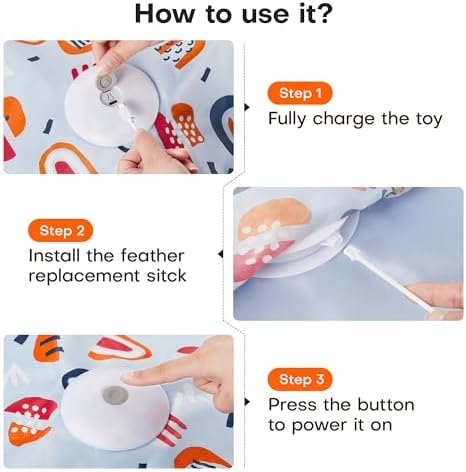 Potaroma Hide and Seek Cat Toys, in-The-Cover Unpredicatable Moving Feather, Interactive Kitten Wand Toy, Automatic Chargeable Cat Toy, Indoor Exercise Kicker for All Breeds, Floral Cover