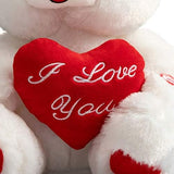 HollyHOME Teddy Bear with Heart Plush Bear That Says I Love You and Blushes LED Stuffed Toys for Girlfriend and Kids Valentine's Day 13 inch White