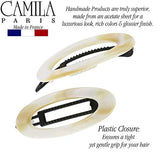 Camila Paris CP1994/2 French Hair Barrette Clip for Women, Handmade, Side Slide-in Metal-Free Closure Strong Hold Grip Hair Clips for Girls, No Slip Durable Styling Hair Accessories, Made in France