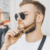 Enjoy The Wood Beard Comb for Men, Folding Pocket Beard Accessories for Men, Engraved Walnut Wooden Comb for Moustache, Beard & Hair - Perfect Gift For Him (Gift for Him (Skull)) (Model HS)