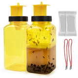 2 Pack Reusable Fly Trap Bottle with Bait, Ranch Fly Trap, Fly Traps Outdoor, Fly Catcher Fly Killer Fly Jar for Flying Insect, Gnat, Mosquito