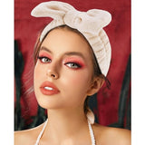 VELSCRUN 5 Pcs Khaki Puffy Sponge Spa Headband Bow Tie Hair Band Hair Clips Wristband Set, Spa Headbands for Wash Face, Makeup Headband, Facial Skincare Headbands Women Girls Hair Accessories Gifts