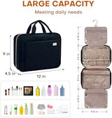 8L Travel Toiletry Bag for women - 2.1 GAL Water-resistant Makeup Cosmetic Bag Organizer With Hanging Hook for Travel Accessories Shampoo Full-size Container, Black
