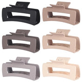 4 Inch Big Hair Claw Clips 6 Pcs Large Claw Clips for Thick Hair Square Hair Clips for Women Rectangle Hair Clips Banana Jaw Clips Hair Accessories for Girls - Chocolate