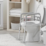 Agrish Stand Alone Toilet Safety Rail - [Adjustable Design] Medical Assist Grab Bar for Elderly Handicap Pregnant, Folding Toilet Frame Handrails (Silver Grey)