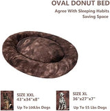 Coohom Oval Calming Donut Cuddler Dog Bed,Shag Faux Fur Cat Bed Washable Round Pillow Pet Bed(30"/36") for Small Medium Dogs (XXL(43"x34"x8"), Brown2021)