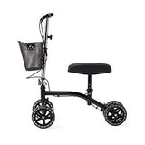 Medline Steerable Knee Walker, Large 8" Wheels, Adjustable Height and Storage Bag, Supports up to 300 lbs, Black