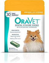 OraVet Dental Chews for Dogs, Oral Care and Hygiene Chews (Extra Small Dogs, 3.5-9 lbs.) Yellow Pouch, 30 Count