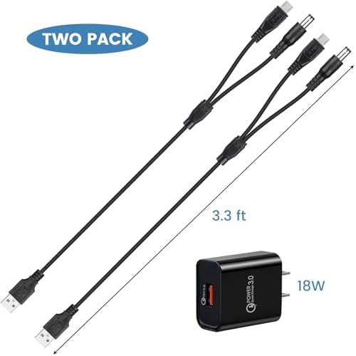 2-Pack Dog Shock Collar Charger for Bousnic Training Collar, USB Charging Cable with 1-Pack Power Adapter