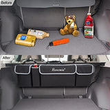 Car Trunk Organizer and Storage, Backseat Hanging Organizer for SUV, Truck, MPV, Waterproof, Collapsible Cargo Storage Bag with 4 Pockets, Car Interior Accessories for Men and Women (Black)