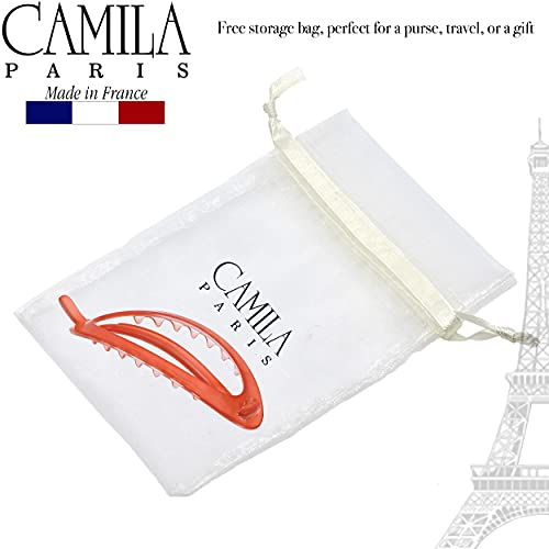 Camila Paris CP3121 French Hair Barrette Clip, Flexible Ponytail Holder No Metal Parts, Strong Hold Grip Hair Clips for Women, No Slip and Durable Styling Girls Hair Accessories, Made in France