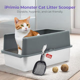 iPrimio Cat Litter Scoop Metal w/ Deep Shovel, Black - Non Stick Plated Aluminum Cat Litter Scooper with Holder - Litter Box Scooper - Metal Cat Litter Scoop - Patented Sifter w/ Holder - Solid Handle