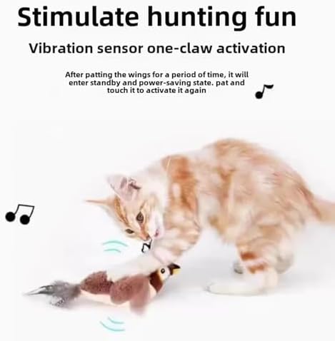 2025 Flying Bird Cat Toy, Interactive Chirping Bird Cat Toy Flapping Wings, Flapping Bird Cat Toy, Interactive Cat Toys for Bored Indoor Adult Cats (Brown)