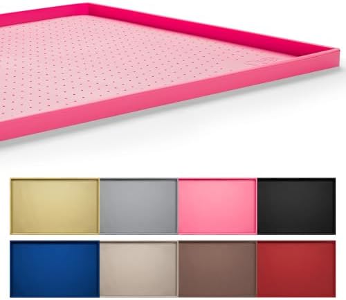 Hubulk Dog Feeding Mat,100% Waterproof Food Grade Silicone Pet Food and Water Bowl Placemat,Dishwasher, High Raised Edge to Prevent Spills,Nonslip Tray to Stop Messes on Floor (24"x16"x0.5", Pink)