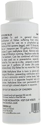 Kordon Methylene Blue Disease Preventative – Safe for Freshwater & Saltwater Aquariums, Prevents Fungal Infections & Treats Parasites, Reduces Fish Stress, 4-Ounces