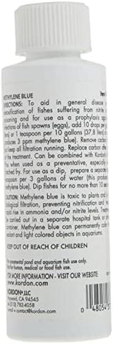 Kordon Methylene Blue Disease Preventative – Safe for Freshwater & Saltwater Aquariums, Prevents Fungal Infections & Treats Parasites, Reduces Fish Stress, 4-Ounces
