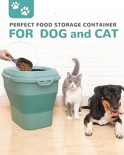 32-35 Lbs Dog Food Storage Container Collapsible Dog Food Container with Airtight Lids, Wheels, Scoop and 2pcs Food Storage Containers, Large Pet food storage for Dog, Cat