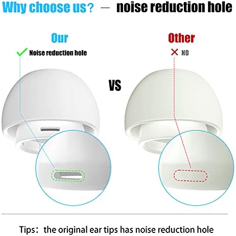 [4 Pairs] Replacement Ear Tips for AirPods Pro and AirPods Pro 2nd Generation with Noise Reduction Hole, 3 in 1 Cleaner Kit for AirPods 1 2 3 Pro/Pro 2, Silicone Ear Tips for AirPods Pro (XS/S/M/L)