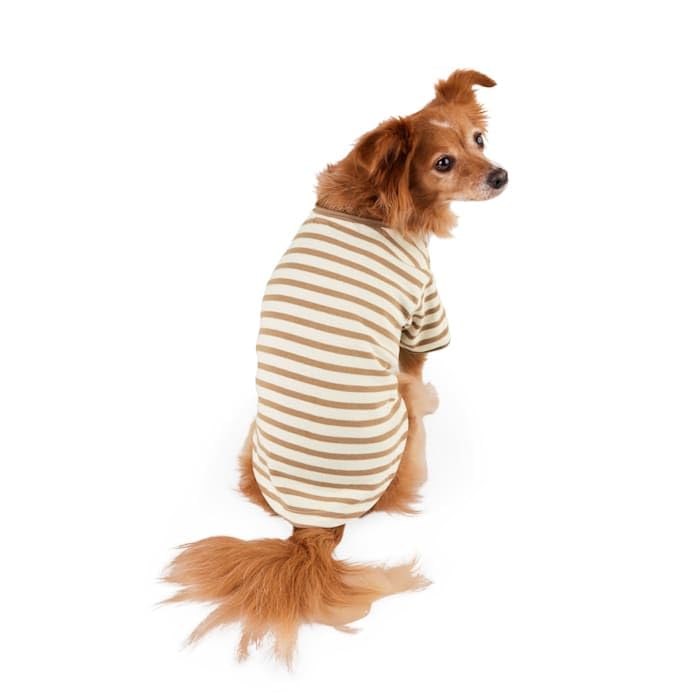 Reddy Stripe Tee for Dogs Tan Large