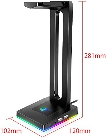 havit RGB Headphones Stand with 3.5mm AUX and 2 USB Ports, Headphone Holder for Gamers Gaming PC Accessories