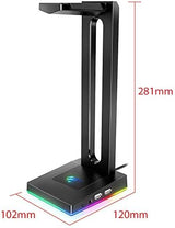 havit RGB Headphones Stand with 3.5mm AUX and 2 USB Ports, Headphone Holder for Gamers Gaming PC Accessories