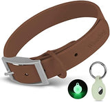 Adjustable Dog Collar with Airtag Holder: Durable Dog Collars, Soft Rubber Coated Webbing, Waterproof and Easy to Clean, for Small Medium Large Dogs(L|15"-19" × 1 in, Coca Mocha)