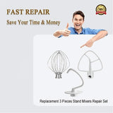 Attachments Accessories fit for Kitchenaid 4.5 QT Stand Mixer K45WW Wire Whip K45DH Dough Hook K45B Coated Flat Blade Paddle K45 K4SS K45SS KSM75 KSM90 KSM95 KSM100 KSM103 KSM110 KSM150PS prime&swift