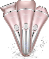 Hatteker Electric Shaver for Women Lady Epilator Electric Razors Kit Hair Remover for Face Chin Arm Leg Armpit Bikini Trimmer Painless Waterproof USB Rechargeable Dry Wet with Detachable Head 3 in 1