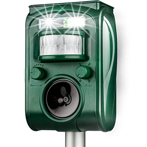 Ultrasonic Solar Animal Repeller - Cat Repellent Outdoor, Dog, Squirrel, Raccoon, Skunk, Rabbit, Rodent, Fox, Deer, etc