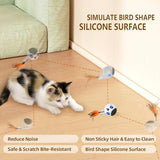 ORSDA Cat Toys, Interactive Cat Toy Ball for Indoor Bored Indoor Cats Kitten Toys, Automatic Electric Bird Moving Ball Toy, 4 Mode Touch & Sound Control Rolling Chirping Stimulating, 2 Feather Tails
