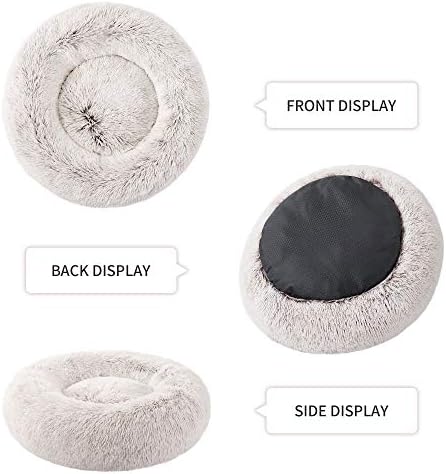 Love's cabin 24in Cat Beds for Indoor Cats - Cat Bed with Machine Washable, Waterproof, Non-Slip Bottom - Coffee Fluffy Dog and Cat Calming Cushion Bed for Joint-Relief and Sleep Improvement