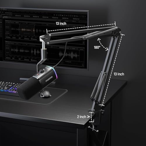 MAONO Dynamic Gaming Microphone with Software: USB XLR Podcast Computer Microphone with Boom arm - RGB PC Mic for Gamer - Podcast Microphone for Streaming Recording Studio YouTube Online Chat PD100XS