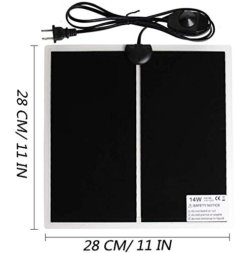PeSandy Reptile Heating Pad with Temperature Adjustment, 110V Non-Adhesive Heat Mat for Reptiles Tortoise Snakes Lizard Gecko Hermit Crab Turtle Amphibians - 14W Terrarium Heat Pad