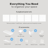 Keepo Pegboard Combination Kit, Pegboards and Accessories Modular Hanging for Wall Organizer, Crafts Organization, Ornaments Display, Nursery Storage, Peg Board (White, 33″×22″)
