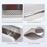 2 Pack Stainless Steel Cat Litter Box with Lid, 24" L x 16" W x 11.8" H, Extra Large Litter Box for Big Cats with High Sided, Anti-Urine Leakage, Easy Cleaning, Include Cat Mat and Scoop