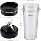 5-piece Ninja Blender Cups Replacement Single Serve 16oz Cups with Sip & Seal Lids, 6 Fins Extractor Blade Compatible with Nurti Ninja Blenders Pro BL660 BL663 BL663CO BL665Q BL740 BL770