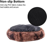 Coohom Oval Calming Donut Cuddler Dog Bed,Shag Faux Fur Cat Bed Washable Round Pillow Pet Bed(30"/36") for Small Medium Dogs (XXL(43"x34"x8"), Brown2021)