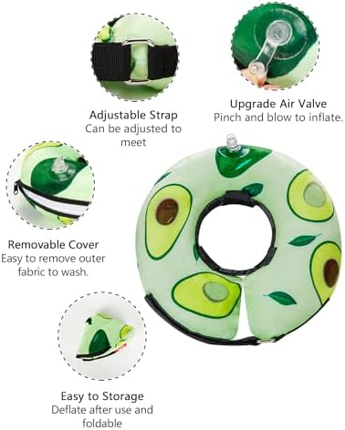 Dog Cone Collar for Small Medium Large Dogs for After Surgery, Pet Inflatable Neck Donut Collar Soft Protective Recovery Cone for Dogs and Cats - Alternative E Collar Does Not Block Vision - Green,L